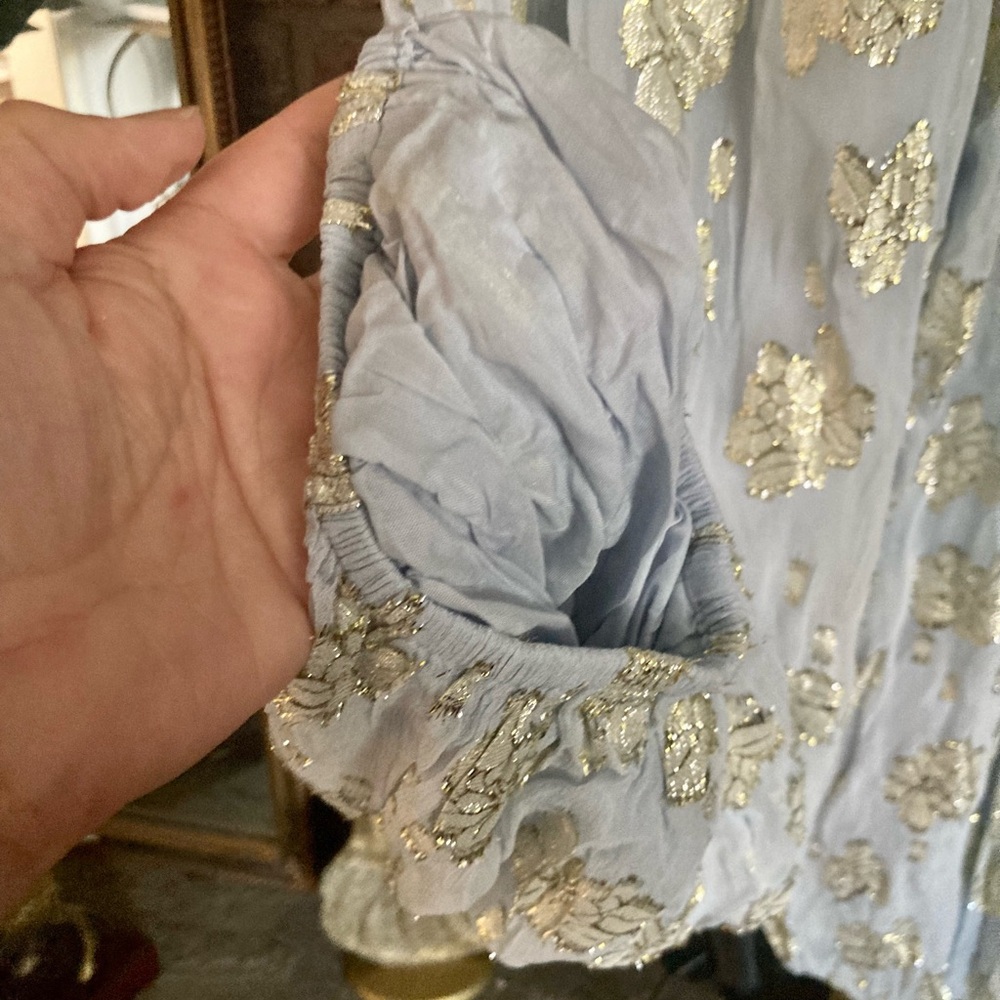 🆕 NWT by Anthropologie Deco Metallic Balloon  Pants with Gold Foil Detail - Picture 11 of 16